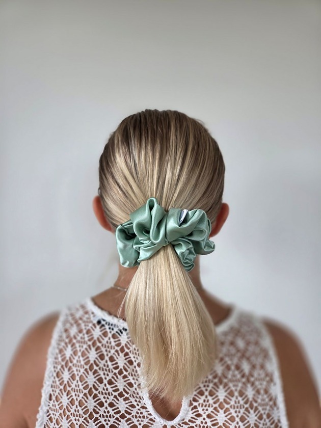 gumki do włosów Gumka jedwabna, scrunchie, frotka mint sorbet MAXI