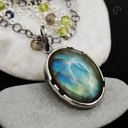 Labradoryt, Peridot i Kyanit w srebrze MAREMI Jewelry