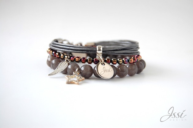 bransoletki z kamieni naturalnych Grey Star  Set