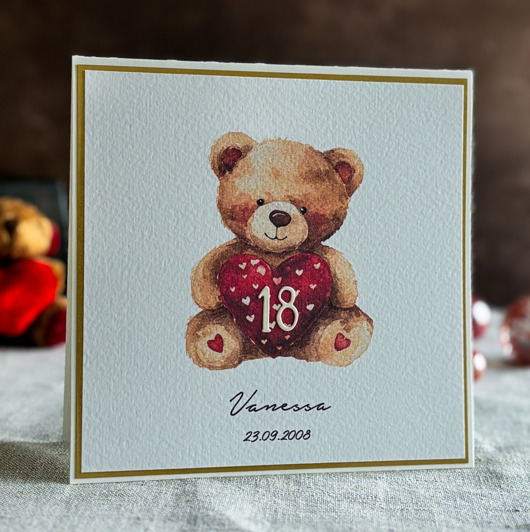 kartki scrapbooking Kartka na 18 urodziny z kopertą prezentową, BH 33