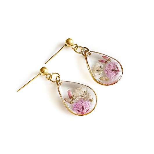 kolczyki z żywicy Kolczyki wiszące z kwiatami