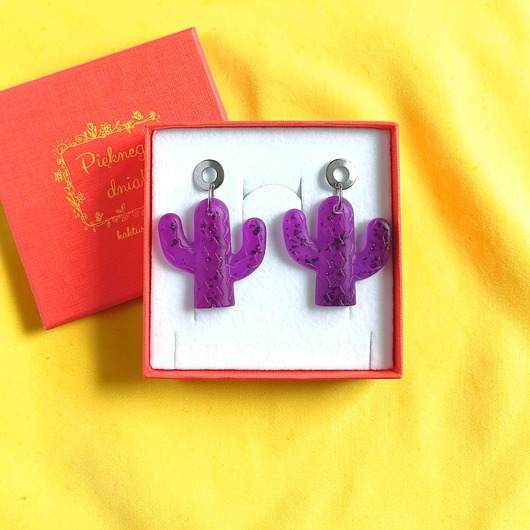 kolczyki z żywicy Kolczyki z żywicy : KAKTUSY : fioletowe