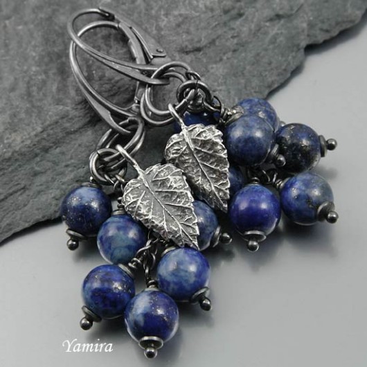 kolczyki - lapis lazuli w gronach yamira