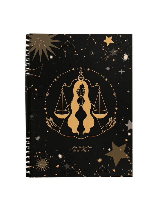 kalendarze i plannery NOTES ZODIAKI WAGA B5  160 stron  SZARE KRATKI