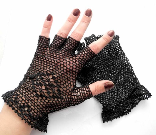 rękawiczki damskie Czarne koronkowe rękawiczki