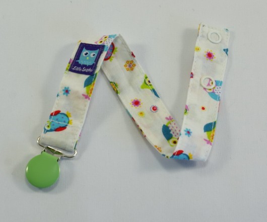 Zawieszka do smoczka, SOWY SÓWKI zielony klips Little Sophie