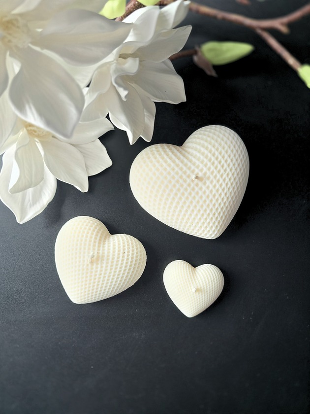 świeczniki i świece Świeca sojowa - zestaw 3 serc