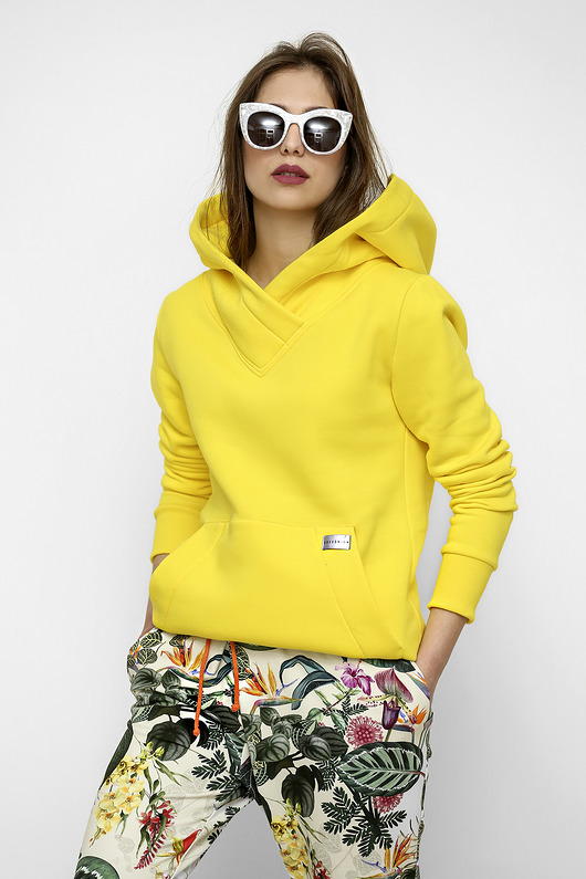 bluza z kapturem damska Żółta bluza z kapturem Lisa
