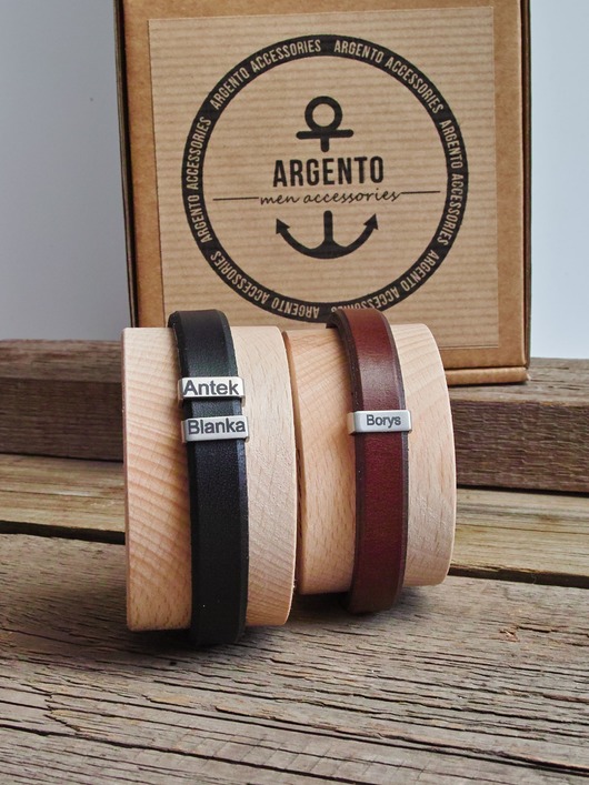 biżuteria męska Dzień Taty - Klasyczna bransoletka męska z  grawerem Imion