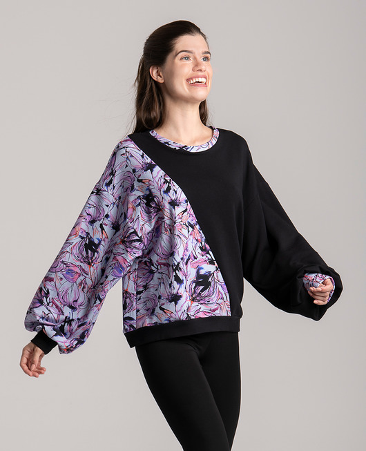 bluza bez kaptura damska Bluza z szerokim rękawem