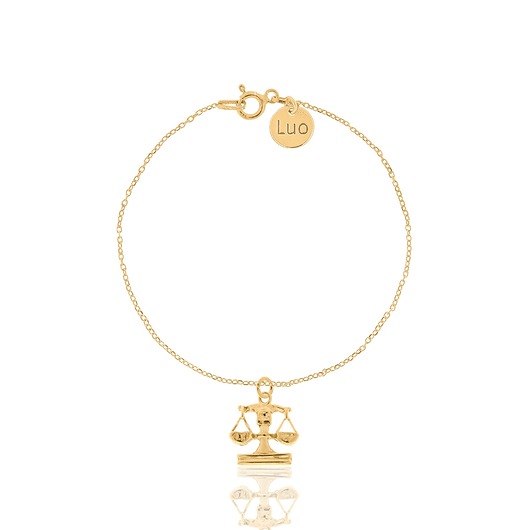 bransoletki srebrne Bransoletka srebrna pozłacana ze znakiem zodiaku Waga