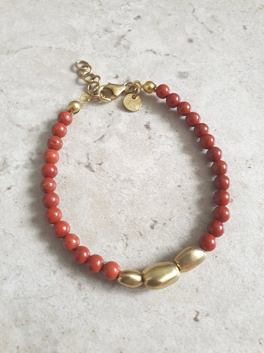 bransoletki z kamieni naturalnych Bransoletka ZEN jaspis czerwony, mosiądz