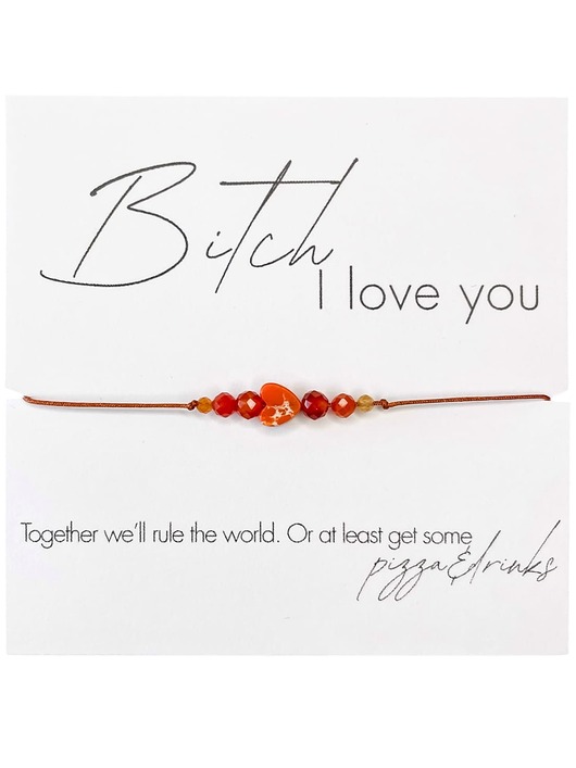 bransoletki na sznurku Bi.ch I love you Bransoletka z kamieni naturalnych Awenturyn, Jaspis cesarski