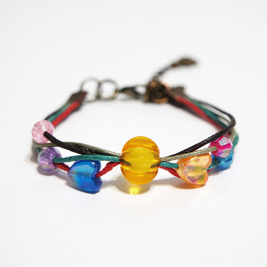 bransoletki na sznurku Bransoletka - Pszczoła, żółty koralik - sznureczki