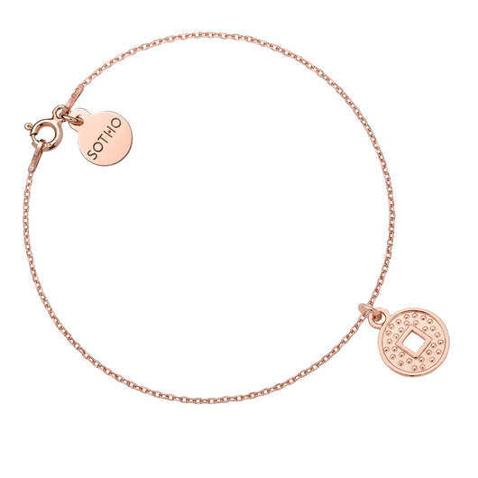 bransoletki złote Bransoletka z monetą z różowego złota