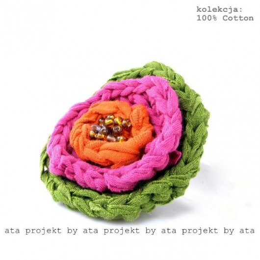 Soft Cotton Flowers - zieleń plus róż ata projekt