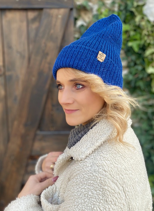 czapki damskie Czapka beanie Chabrowa 100% merino