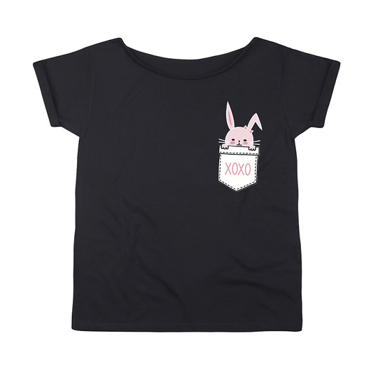 S-XXL Królik w kieszonce Oversize  Czarny ONE MUG A DAY