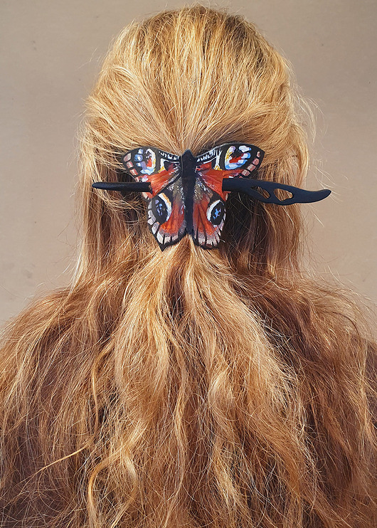 spinki i klamry do włosów Skórzana spinka Rusałka Pawik