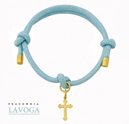Pastel blue twine with cross. Lavoga