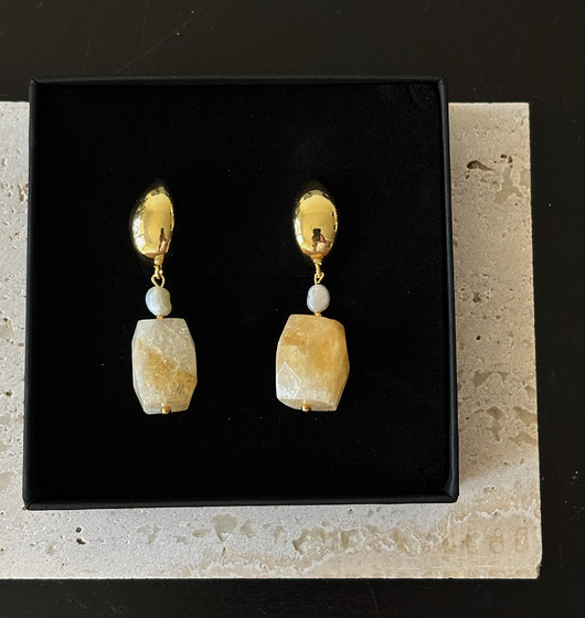 kolczyki z mosiądzu Kolczyki  z cytrynem