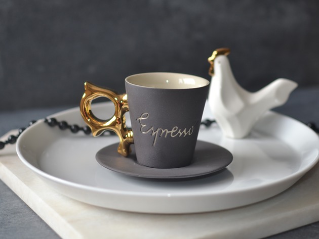 filiżanki Filiżanka Espresso ze złotym uszkiem