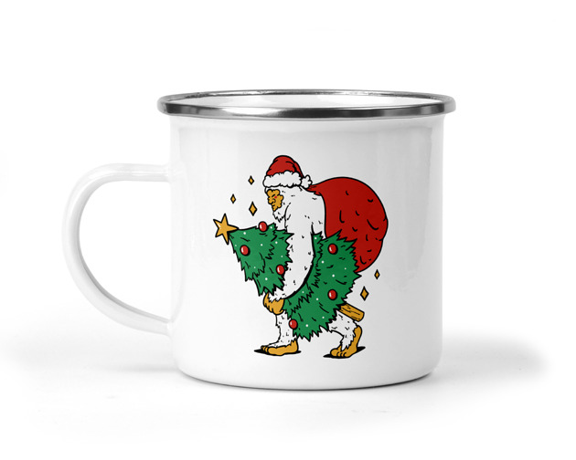 kubki Świąteczny kubek metalowy Mikołaj choinka