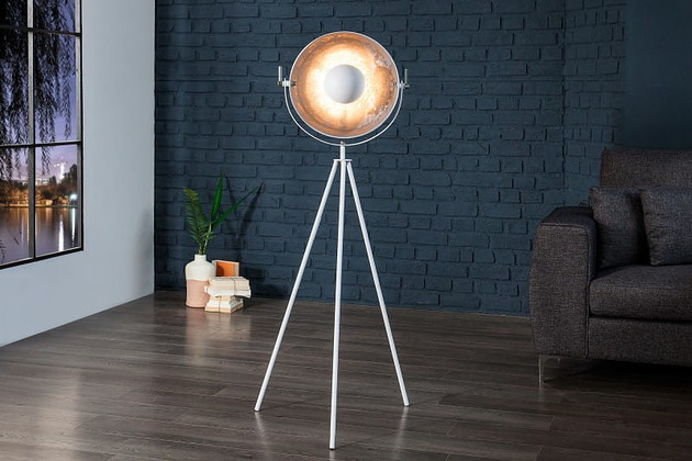 lampy do pokoju dziecka Lampa stojąca Studio biała srebrny środek 140cm