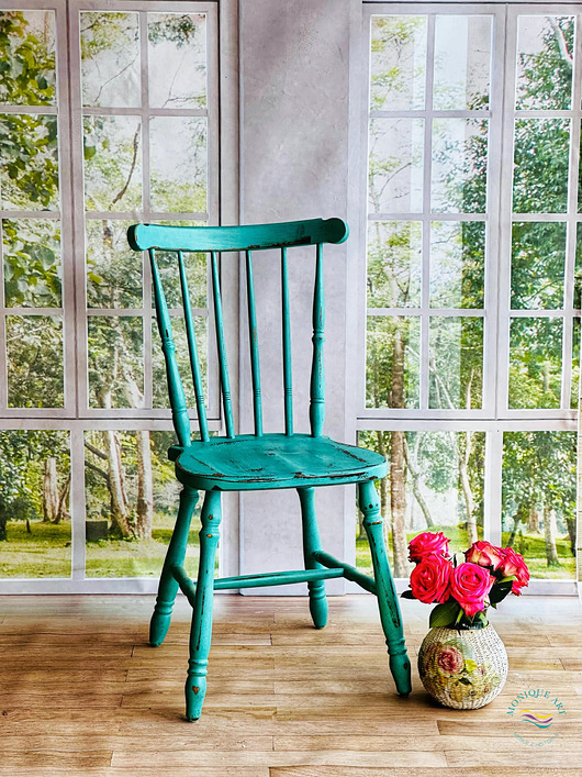 krzesła Krzesło turkusowe shabby chic, patyczak