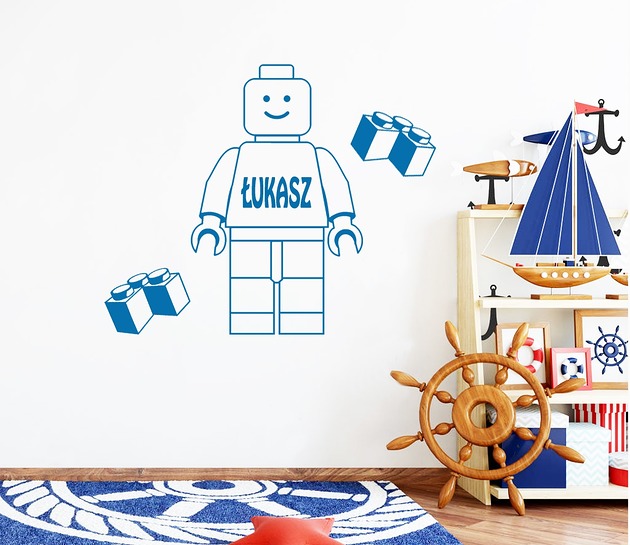 naklejki ścienne do pokoju dziecka Naklejki na ścianę Lego Ludzik z Imieniem