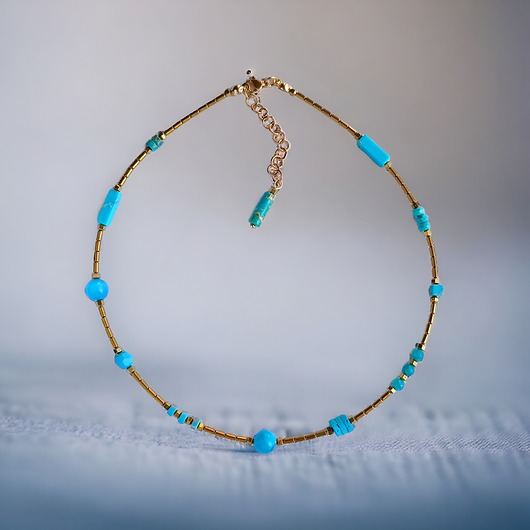 chokery Naszyjnik TURQUOISE : choker : summer collection : TURKUSOWY NASZYJNIK