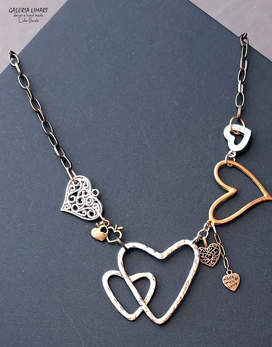 naszyjniki - inne Naszyjnik z samych serc dla osoby kochającej unikaty biżuteryjne handmade