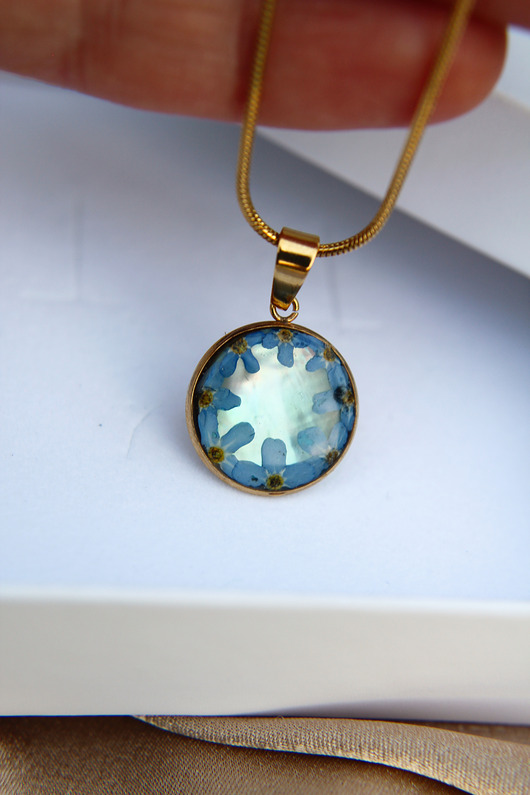 naszyjniki - inne Naszyjnik wianek z niezapominajek