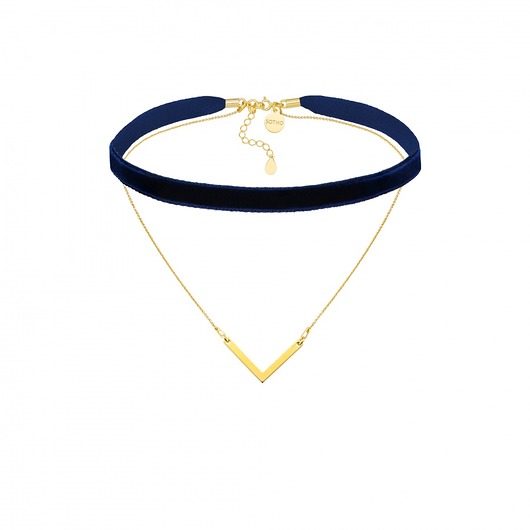 Granatowy aksamitny choker z zawieszką V SOTHO