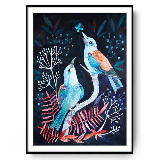 NIGHT BIRDS ilustracja drukowana muamua design
