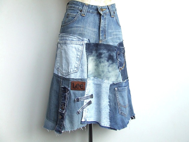 spódnice midi Asymetryczna spódnica jeans r.38