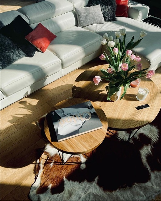 stoliki kawowe Komplet stolików dębowych STOCKHOLM ROUND