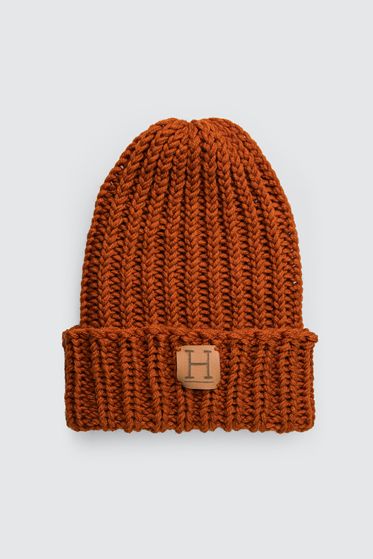 czapki damskie Czapka beanie z wełny merynosa handmade POMARAŃ
