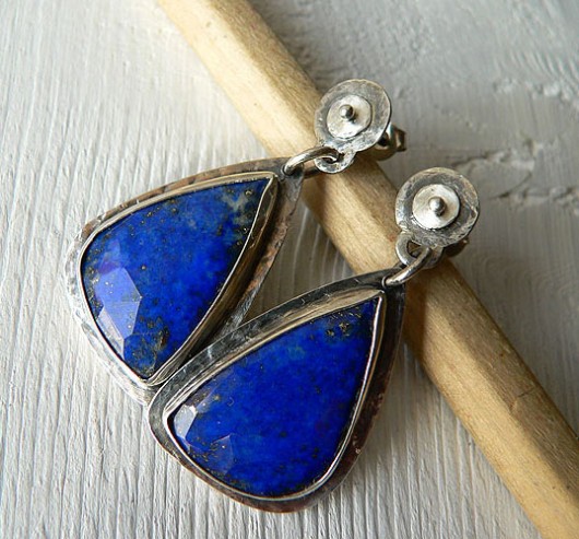 kolczyki wire wrapping lapis lazuli-duże krople-rezerwacja