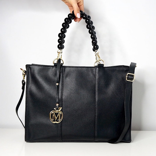 torby XXL Kuferek w stylu biznesowym shopper czarne korale