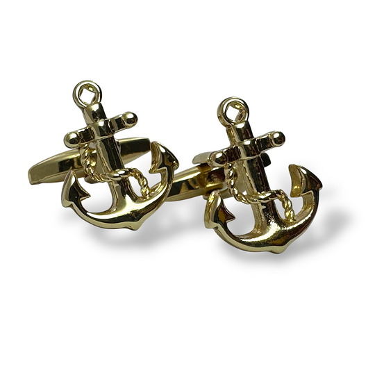 spinki do mankietów Spinki do mankietów - KOTWICE (złote) - stal