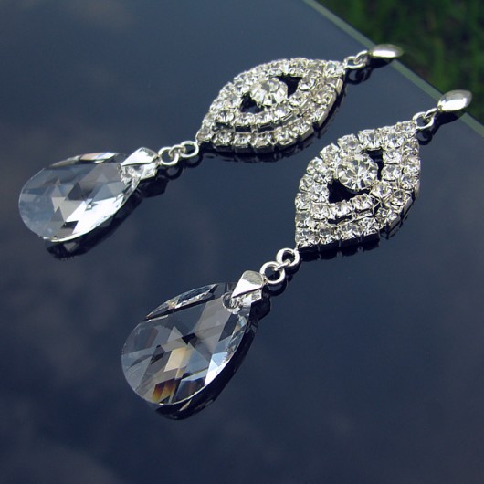 Biżuteria ślubna Kolczyki ślubne kryształ Swarovski - Cyrkoniowe markizy
