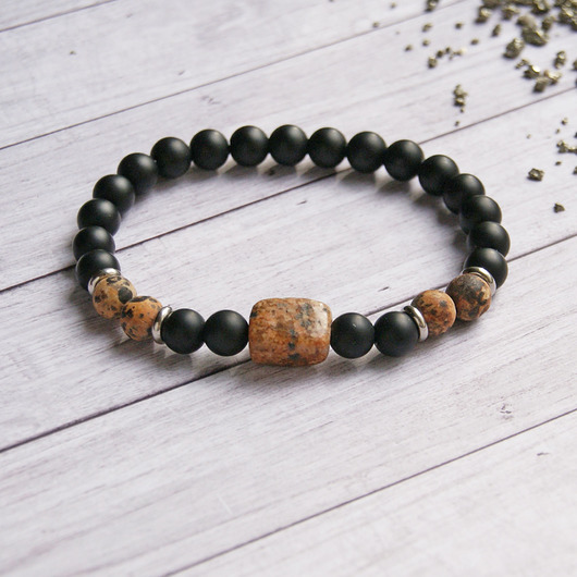 biżuteria męska S A L E : męska bransoletka : jaspis & onyks