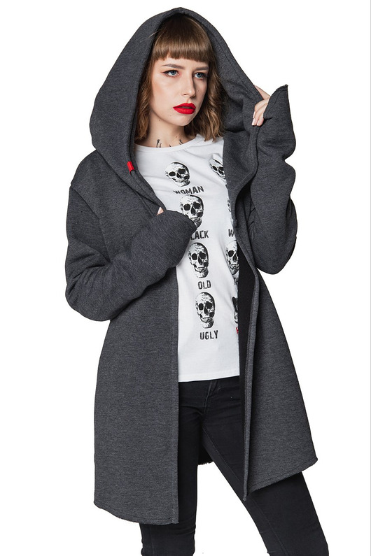 bluza z kapturem damska Bluza asymetryczna Assassin UNDERWORLD grafitowa