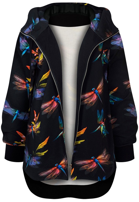bluza z kapturem damska Bluza Long Back ważka