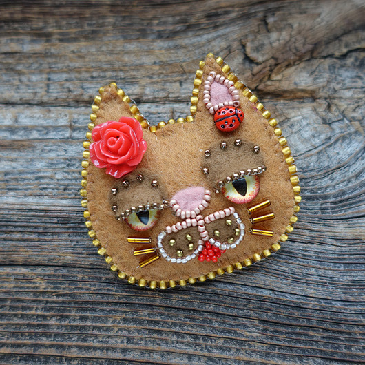 broszki Kocia broszka - kot rudzielec