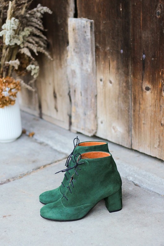 czółenka damskie TRZEWIKI NA OBCASACH BUTELKOWA zieleń