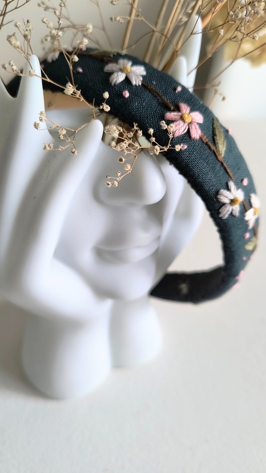 opaski do włosów Opaska Lniana haftowana