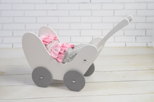 Wózek dla lalek Drewniany Pościel EKO LalaShop