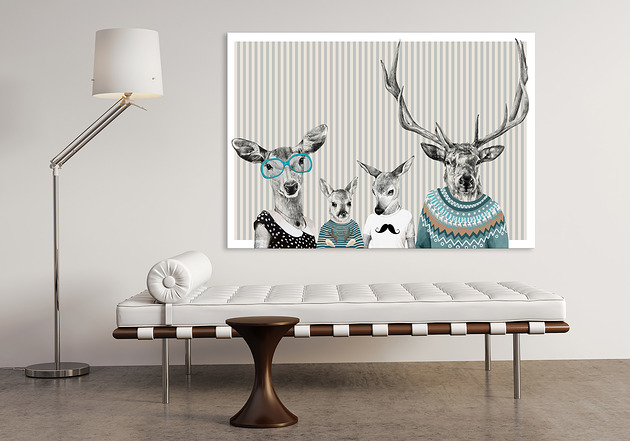 OBRAZ NA PŁÓTNIE -  Rodzina jeleni 120x80 LUdesign gallery